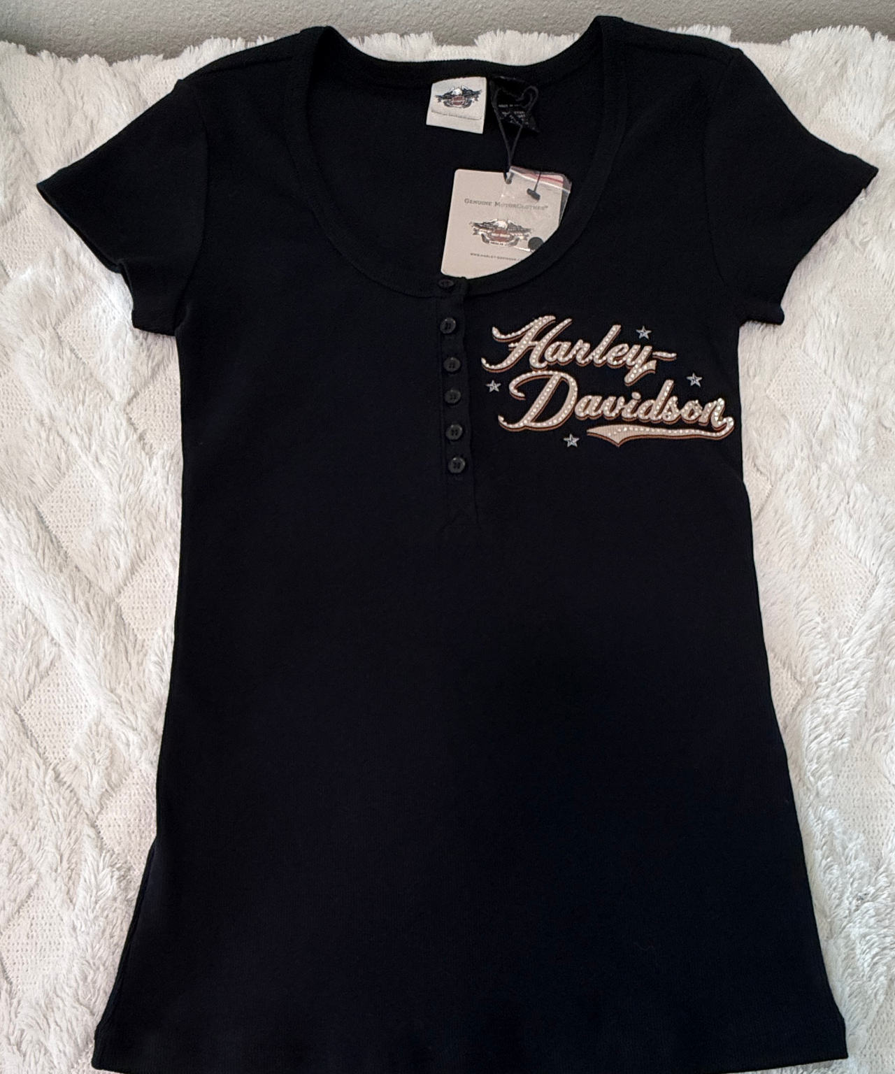 Harley-Davidson Women's Embellished Script Henley Tee