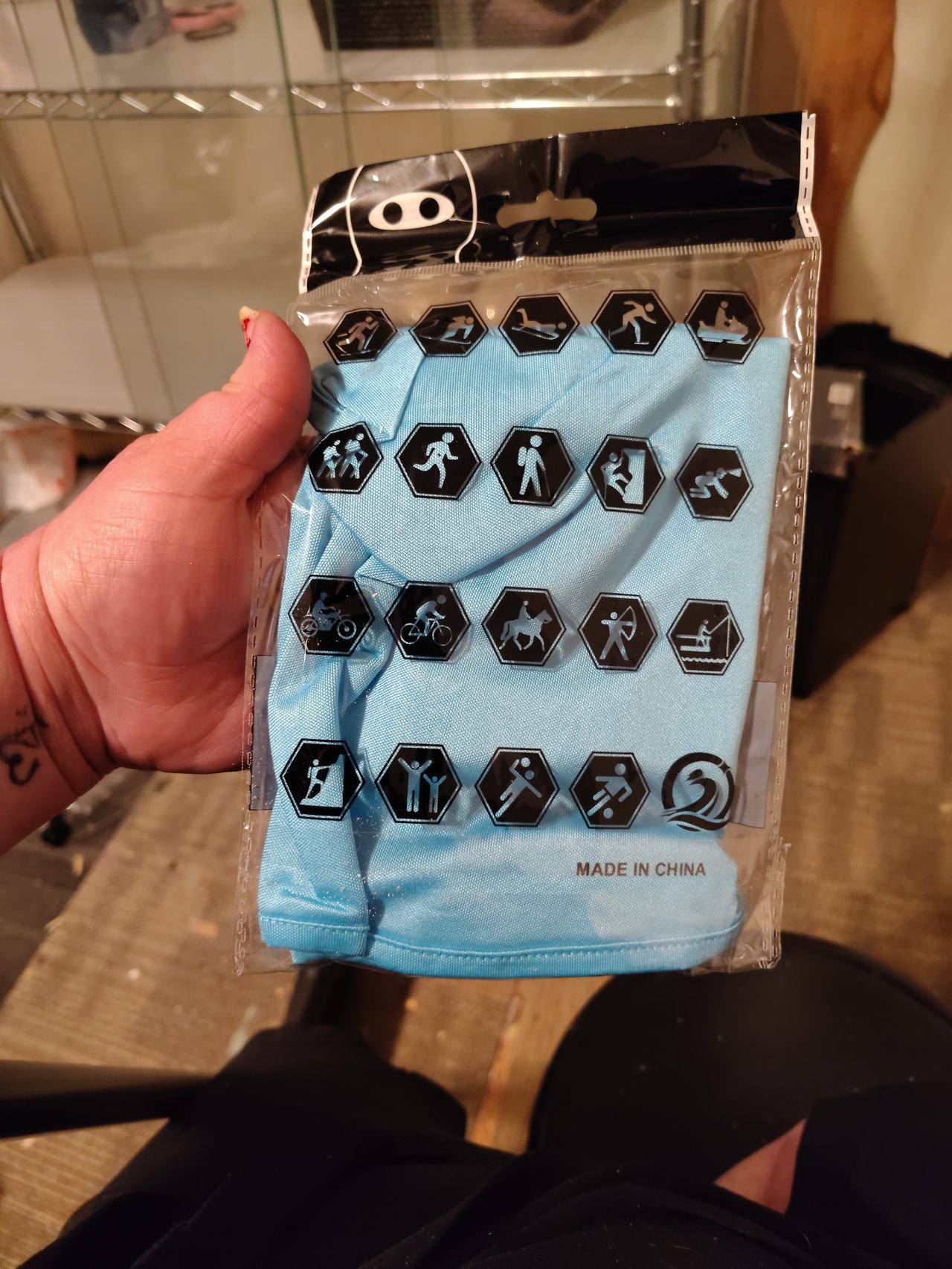 Light Blue Tie-Dye Neck Gaiter Face Mask