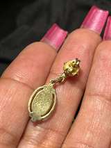 Vintage Mourning-Style Jewelry Set – Black & Gold Oval Pendant & Earrings - Image 3