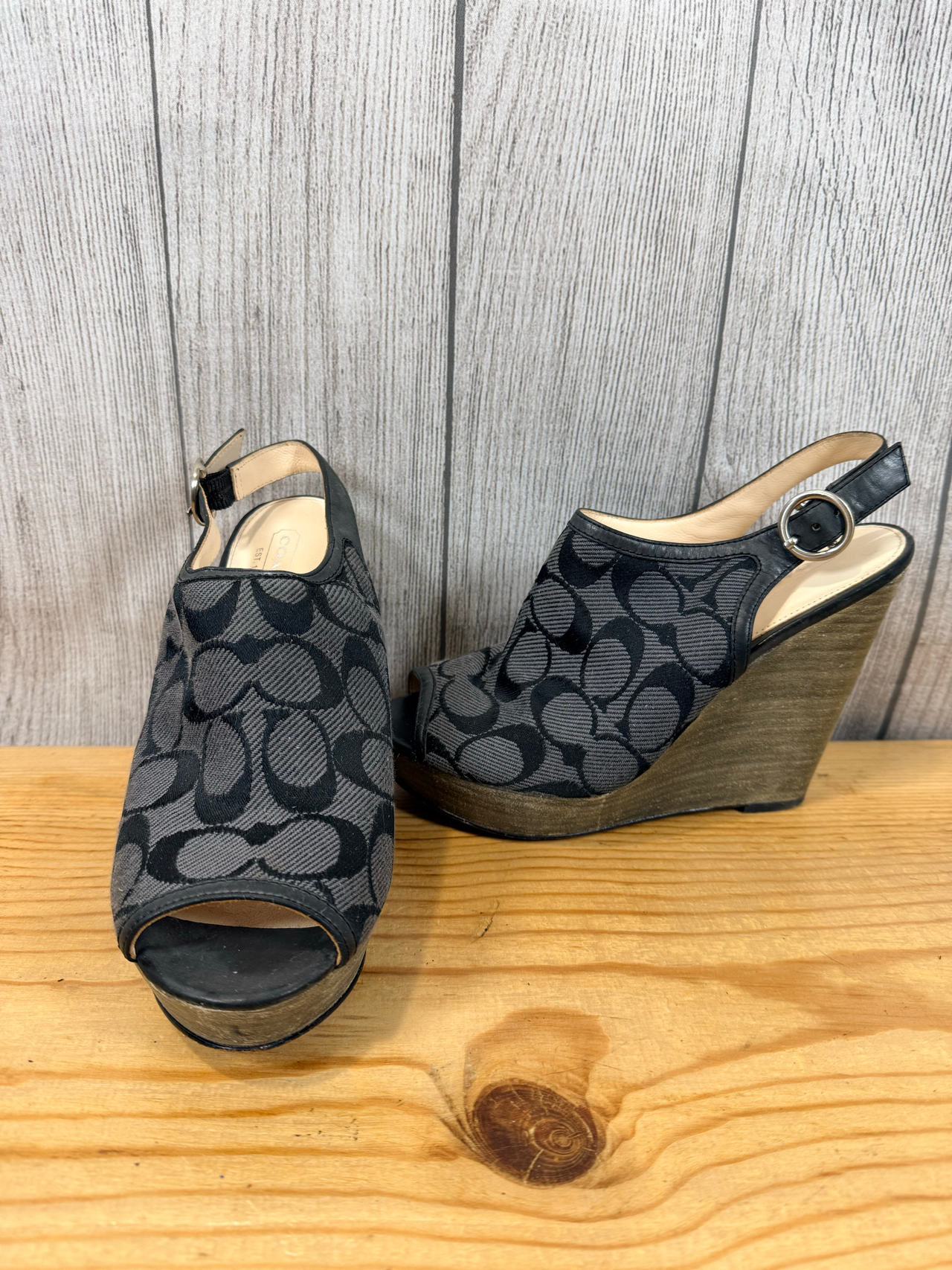 Coach Signature Jacquard Wedge Sandals