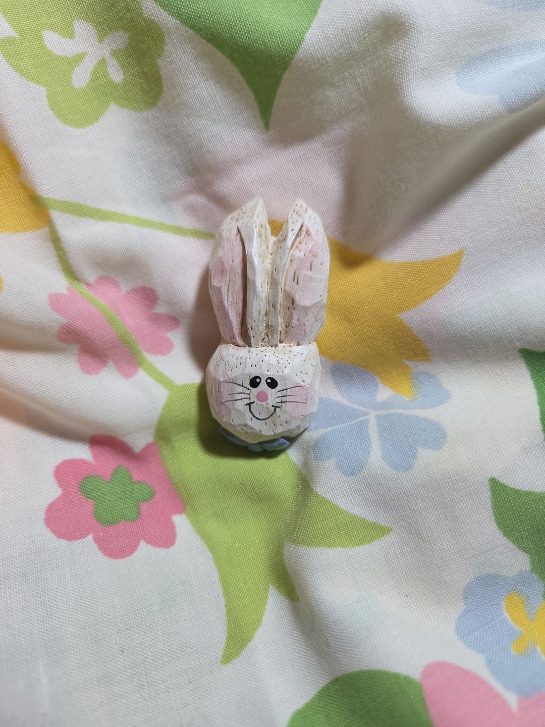 Hand Carved Wooden Bunny Rabbit Head