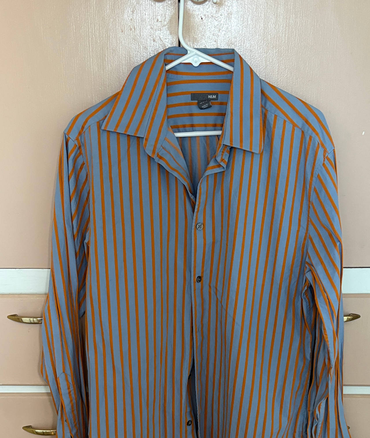 H&M Men's Striped Long Sleeve Button Down Shirt