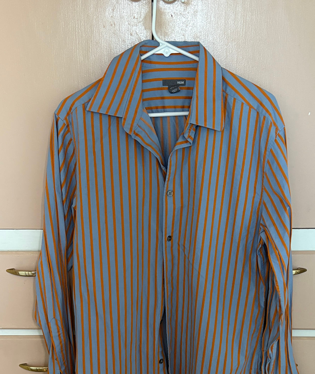 H&M Men's Striped Long Sleeve Button Down Shirt
