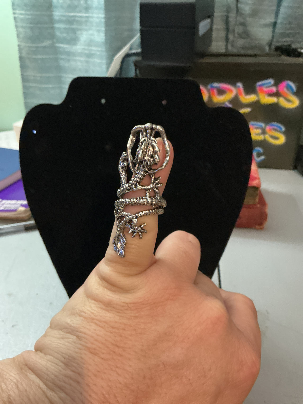 Silver Dragon Wrap Around Finger Ring