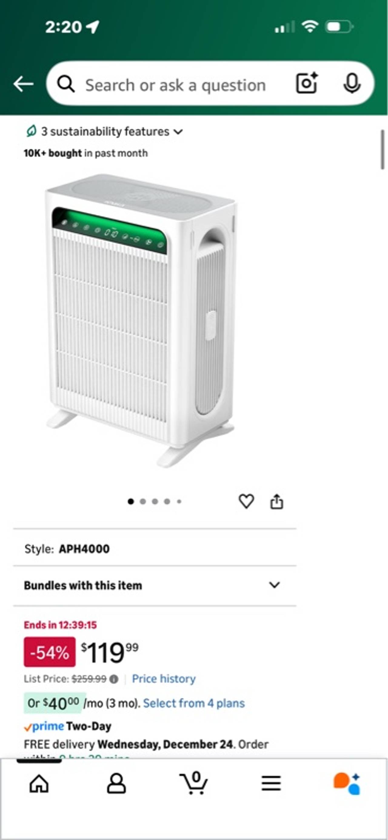KNKA APH4000 HEPA Air Purifier White