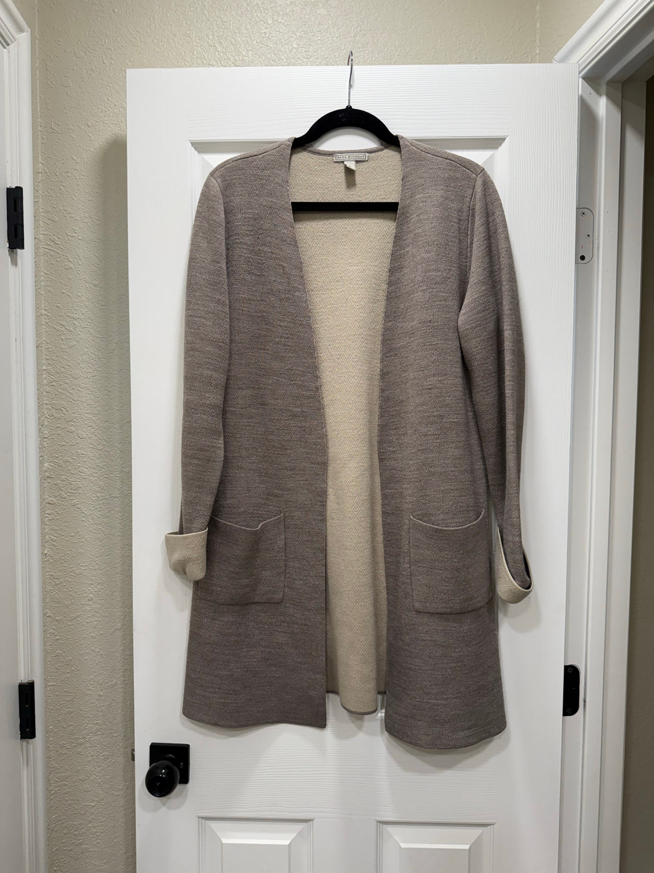 Dana Buchman Boiled Wool Open Front Cardigan