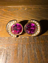 Swarovski Vintage Pink Crystal Rhinestone Clip-On Earrings - Image 1