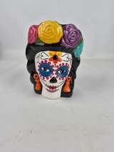 Day of the Dead Catrina Ceramic Planter Sugar Skull, Frida Kahlo inspired Design - Image 2