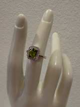Peridot w/ Lab Grown Diamond Halo Ring 1.90 CTW Size 6 - Image 5