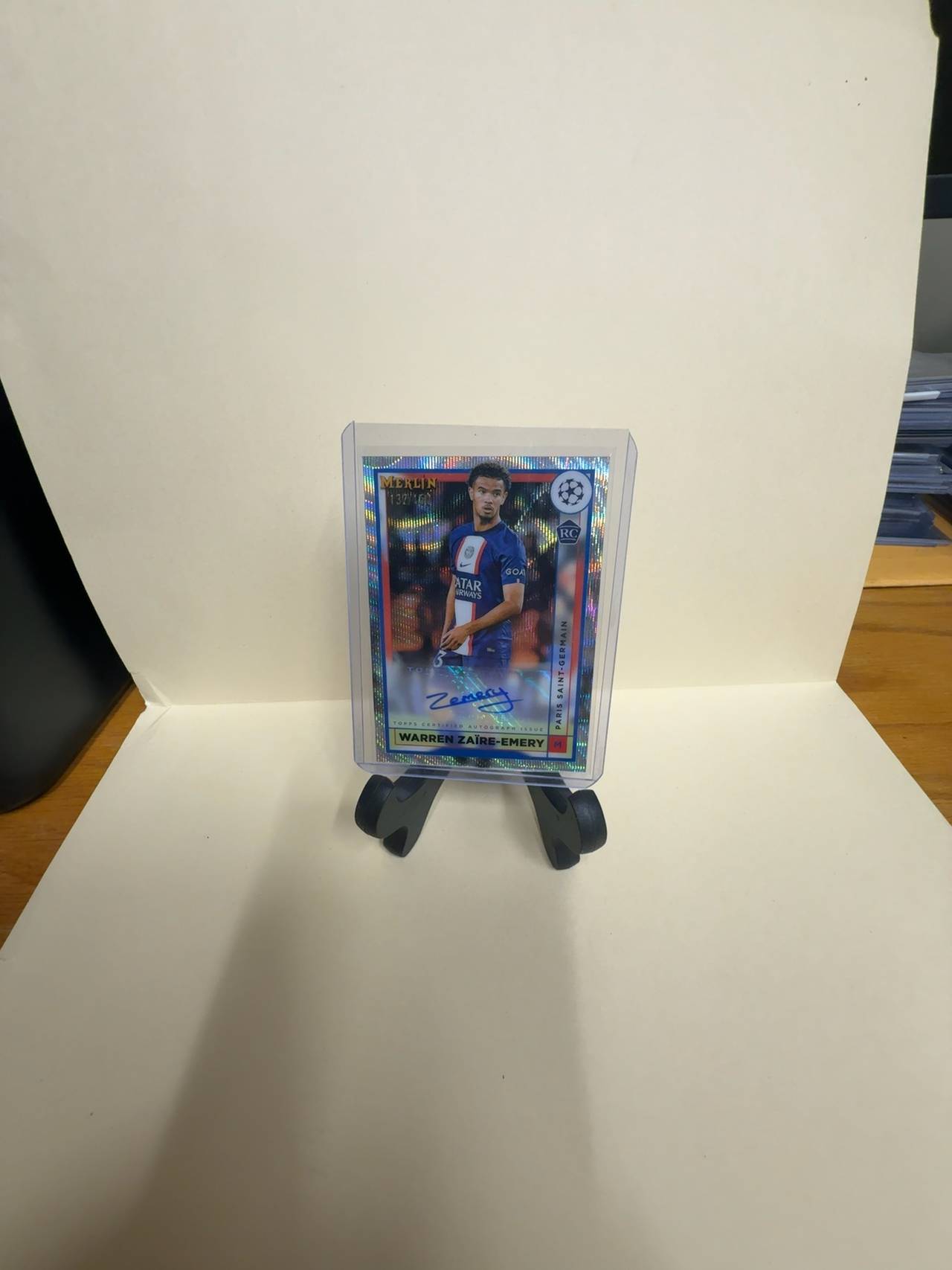 Topps Merlin Chrome 2022-23 Warren Zaire-Emery Auto Wave Rookie Card /150
