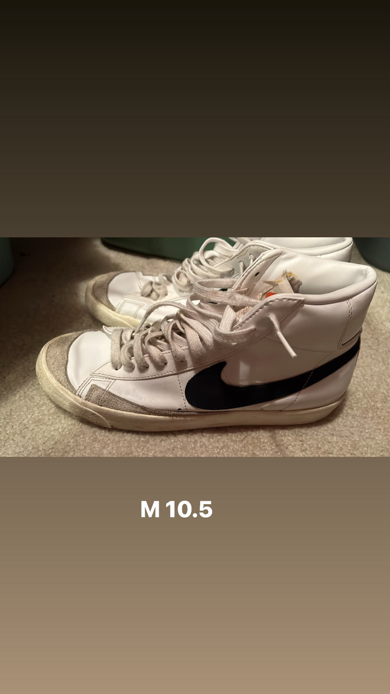 Nike Blazer Mid '77 Vintage White Black Mens 10.5