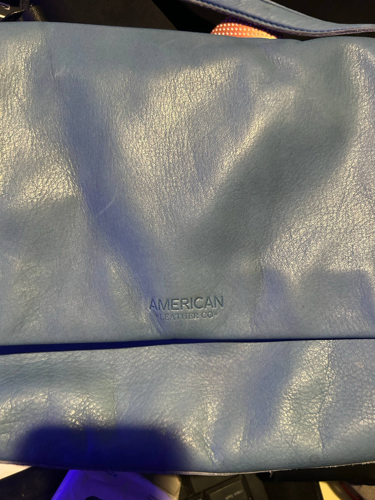 American Leather Co. Blue Leather Crossbody Bag