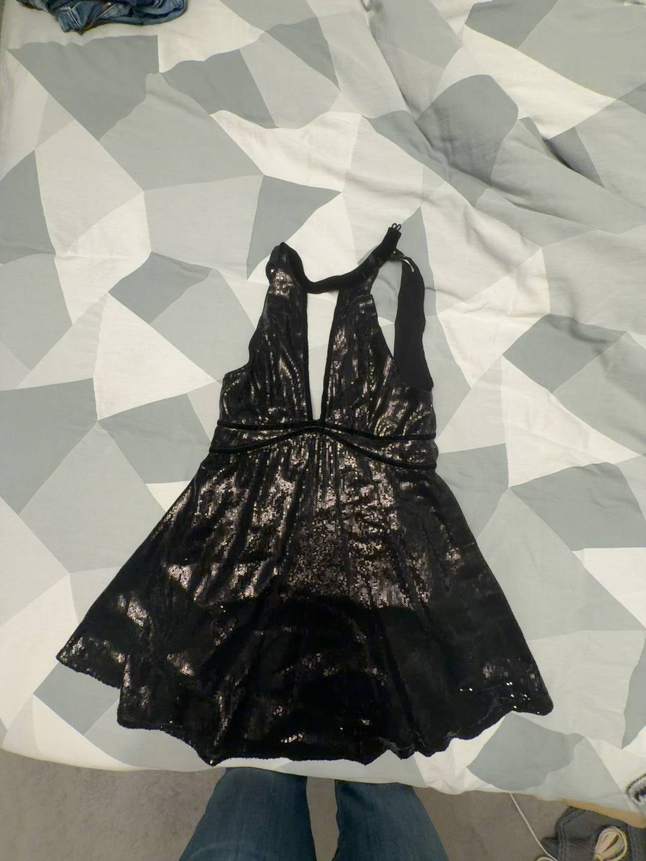 Free People Film Noir Sequin Mini Dress Black