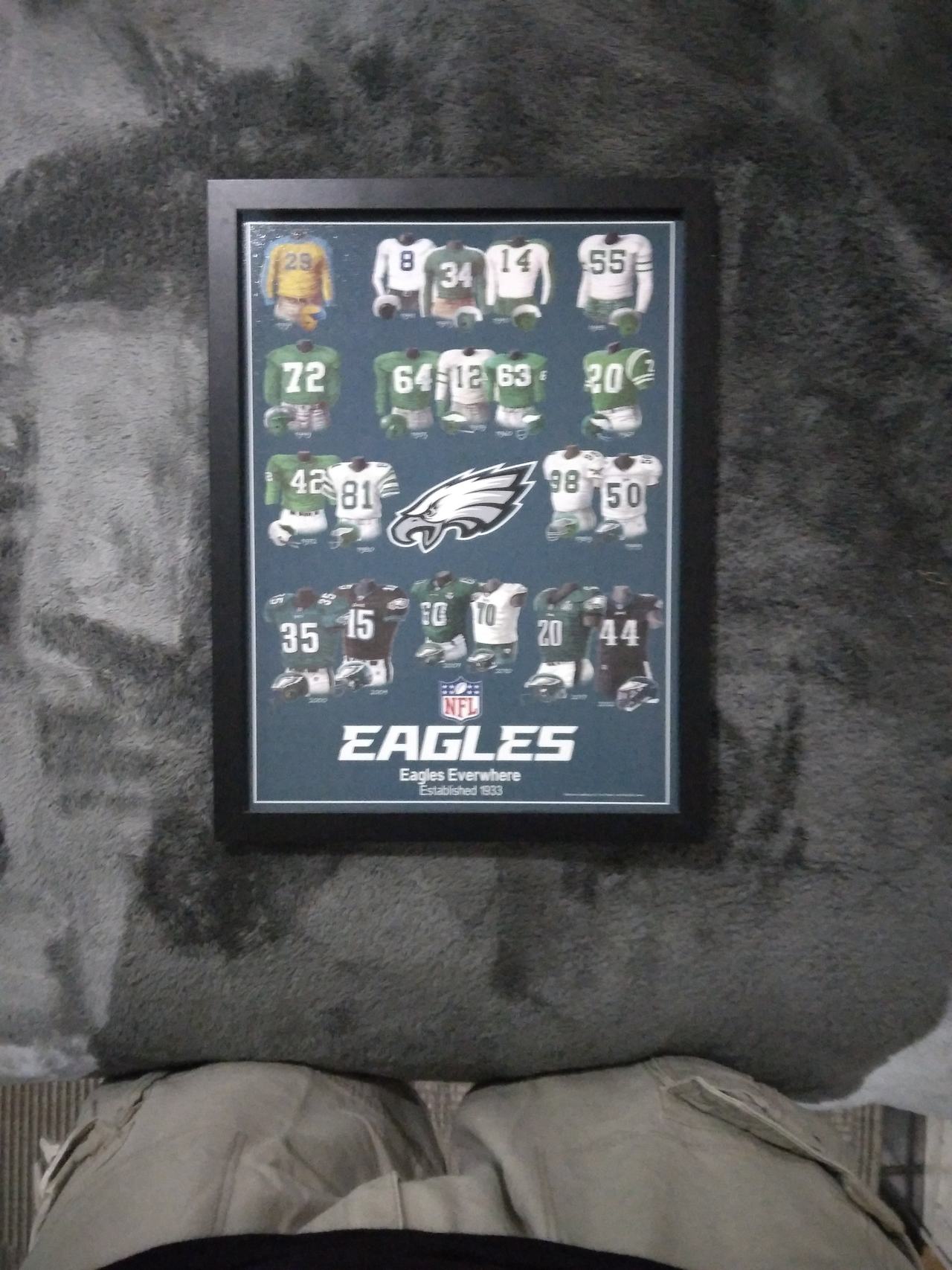 Philadelphia Eagles Jersey History Framed Poster