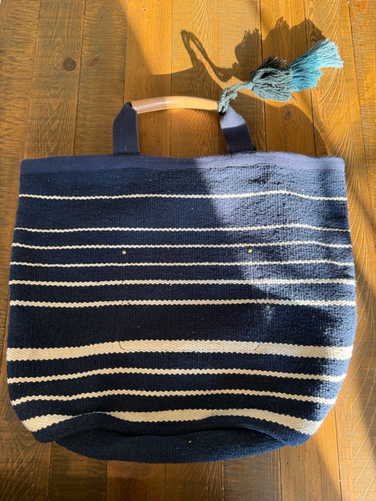 Ann Taylor Navywhite Striped Tote Bag