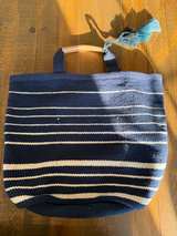 Ann Taylor Navywhite Striped Tote Bag - Image 1