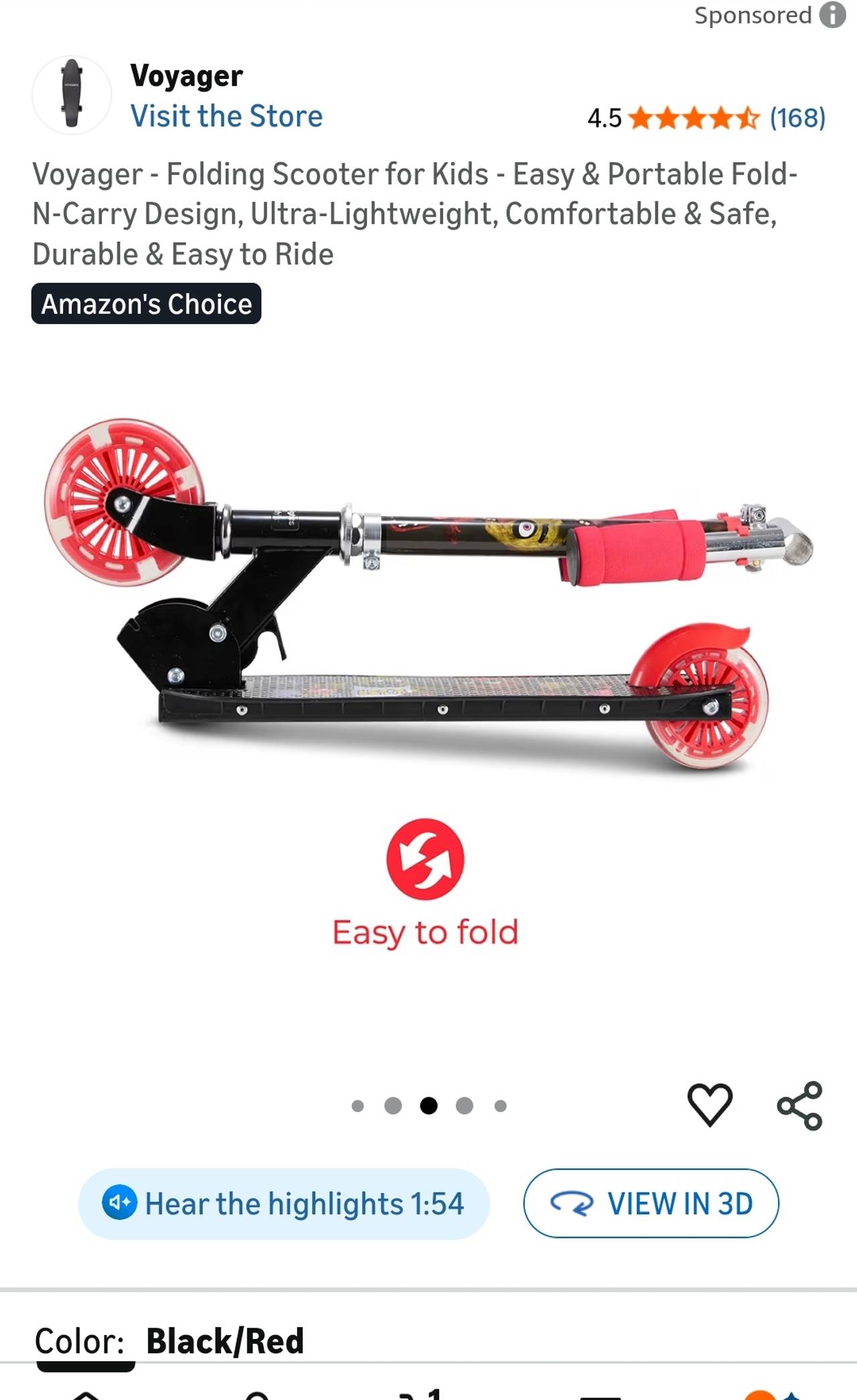 New, unopened, Voyager Five Nights at Freddy's Folding Scooter