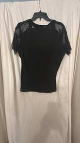 Black Lace Sleeve V-Neck Top - Image 4