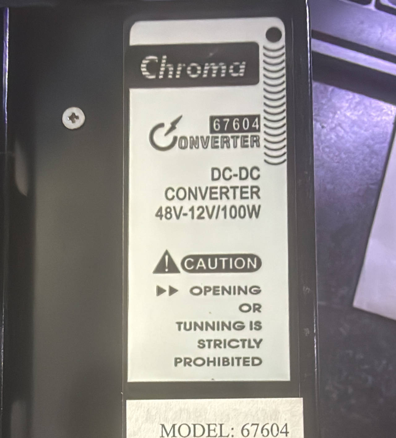 Chroma 67604 DC-DC Converter 48V-12V/100W