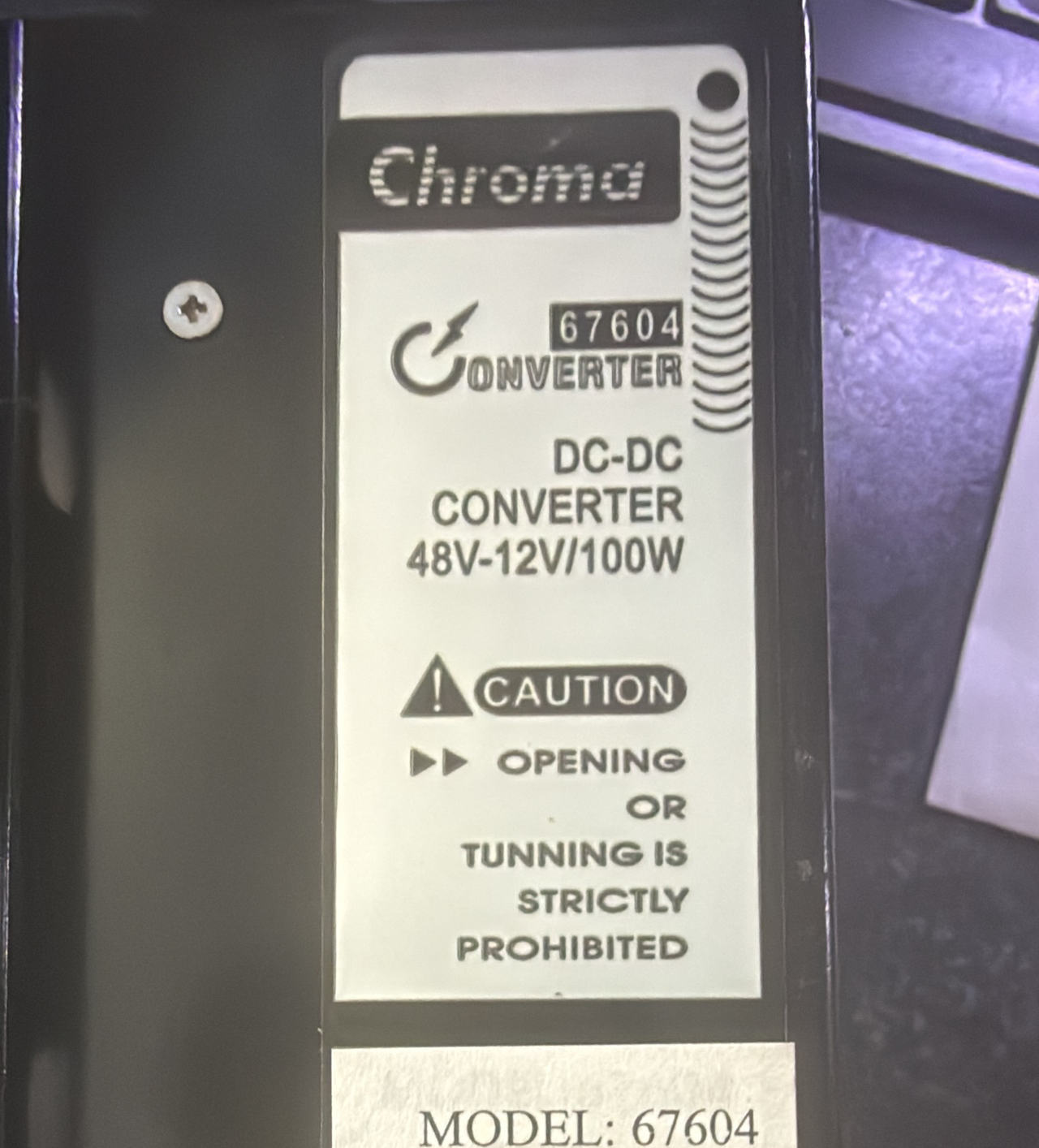 Chroma 67604 DC-DC Converter 48V-12V/100W