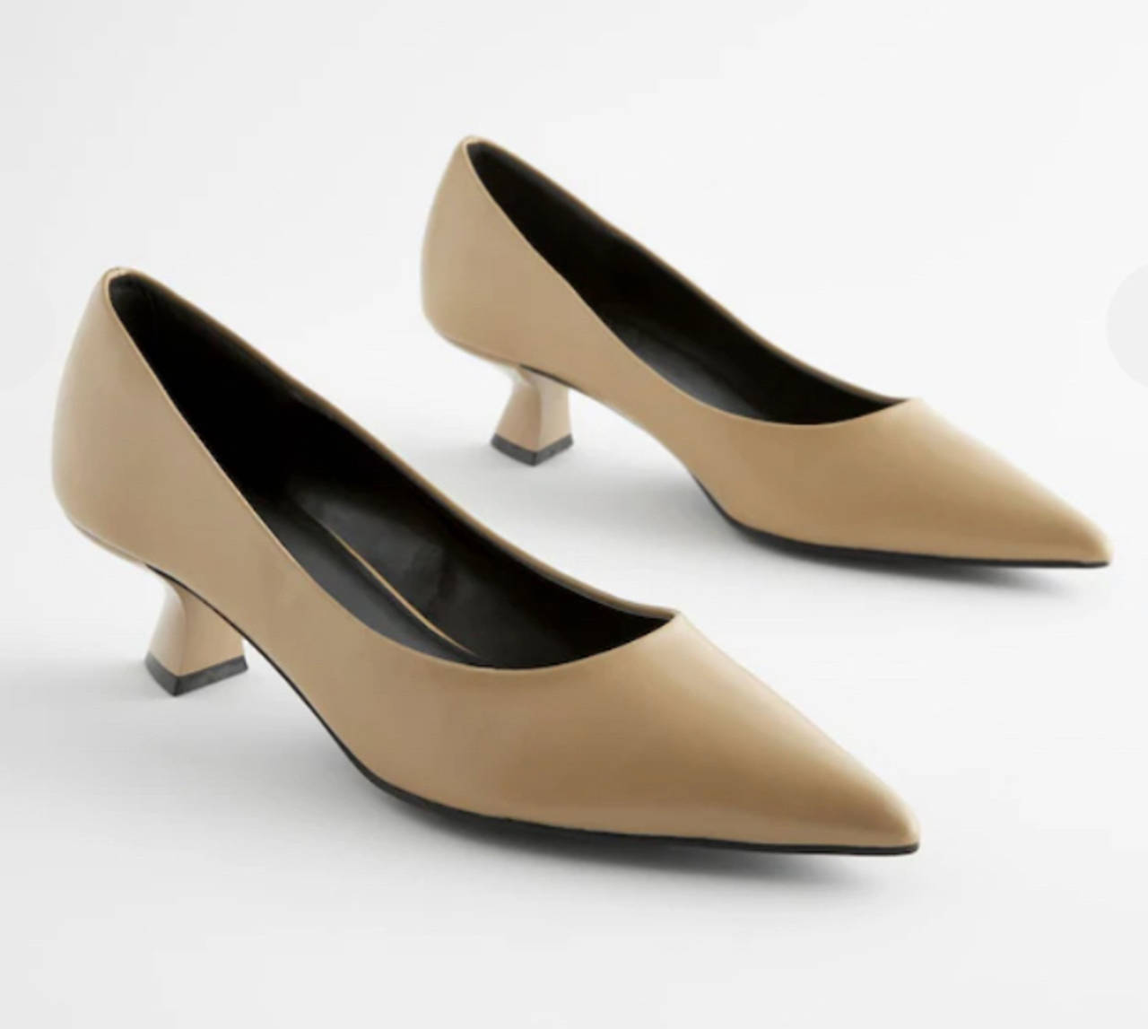 NEXT BRAND Beige Kitten Heel Pumps SIZE 7.5 WIDE FIT NEW NEVER WORN