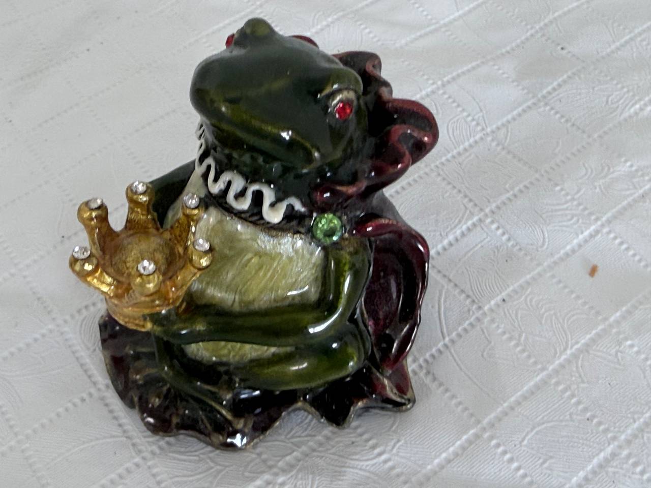 Enamel Frog Prince Hinged Trinket Box