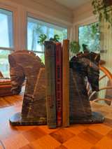 Vintage Onyx Horse Head Bookends - Image 2