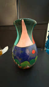 Mexican Hand-Painted Terracotta Folk Art Vase - Image 2
