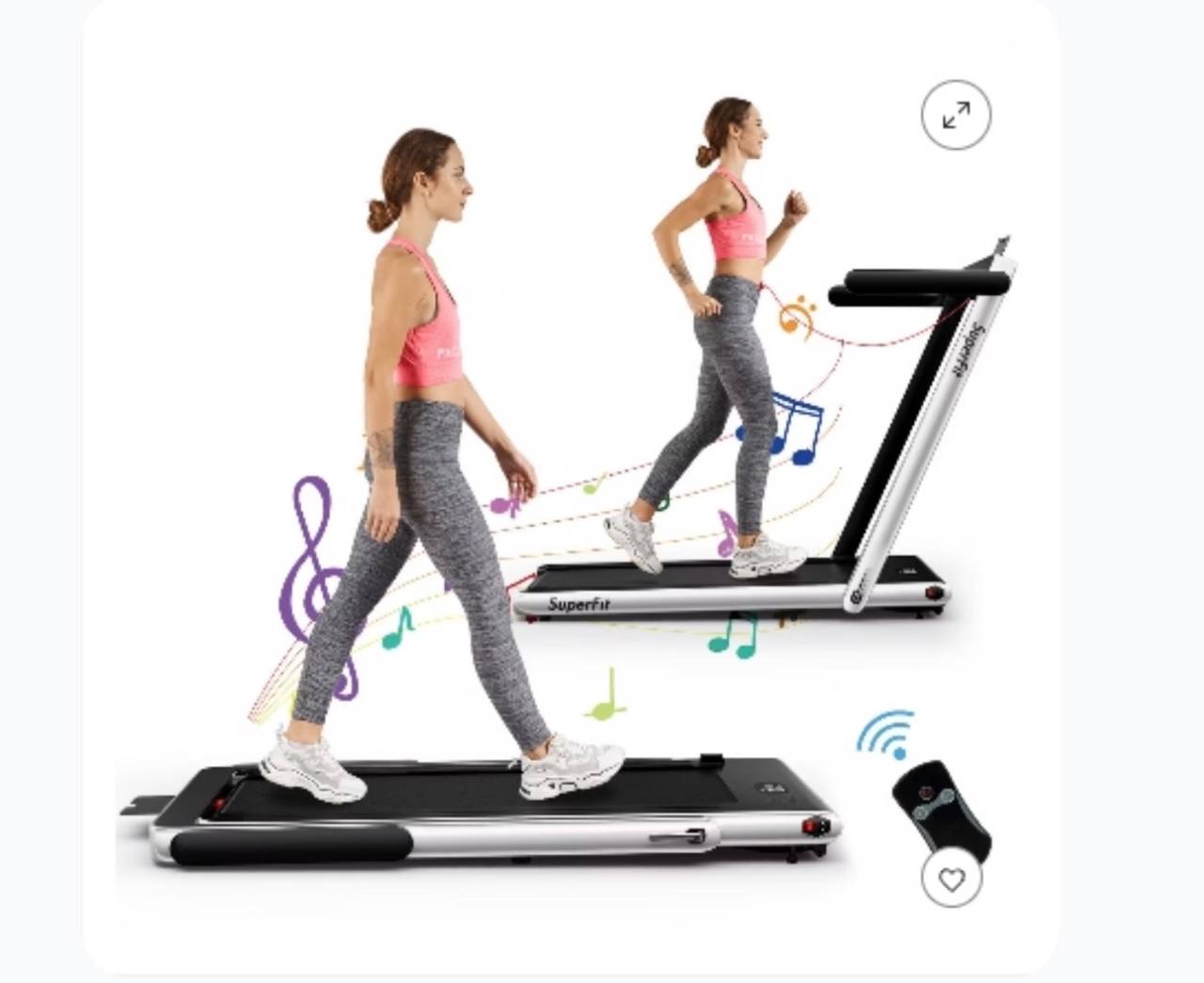 Costway Up To 7.5MPH 2.25HP 2 in 1 Single Display Screen \Treadmill W/ Speaker R