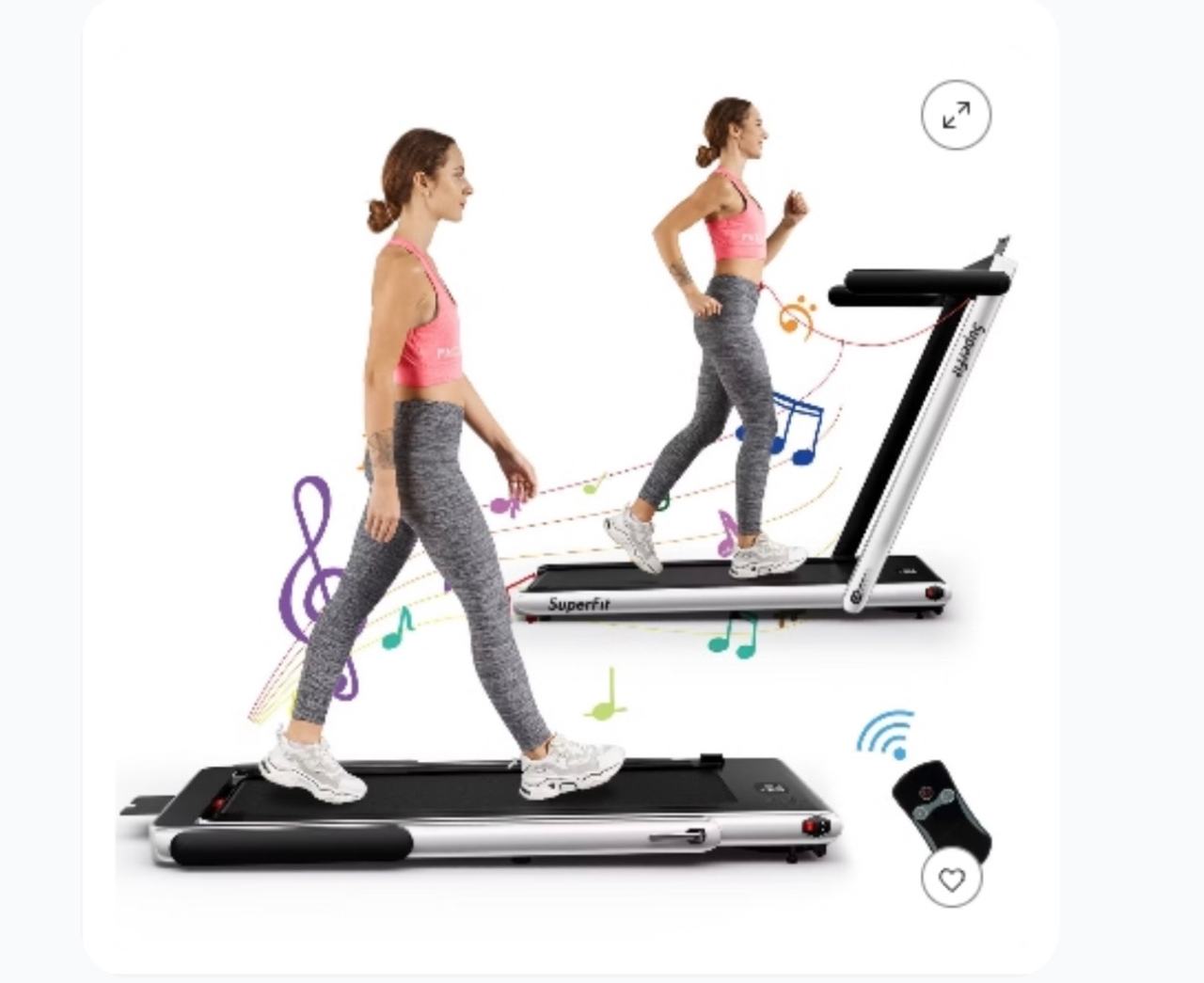 Costway Up To 7.5MPH 2.25HP 2 in 1 Single Display Screen \Treadmill W/ Speaker R