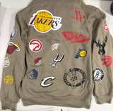 NBA Multi Team Pullover Hoodie Men’s Small Khaki Official Basketball Logo Sweats - Image 2