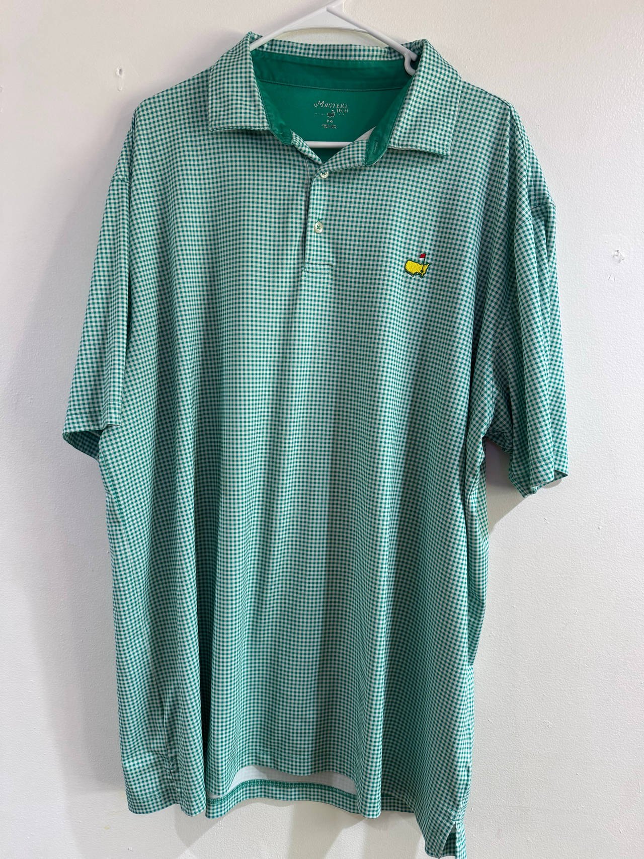 Masters Green Gingham Performance Polo Shirt