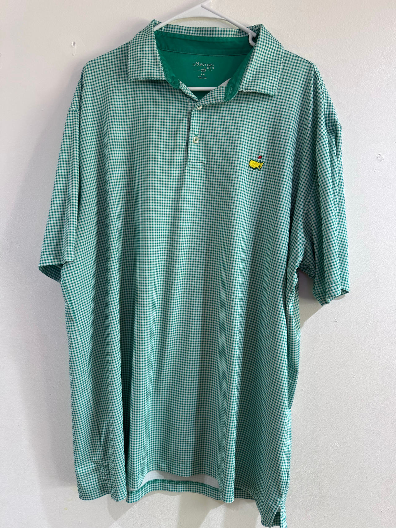 Masters Green Gingham Performance Polo Shirt