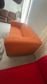 IKEA Klippan Loveseat Orange Faux Leather - Image 3