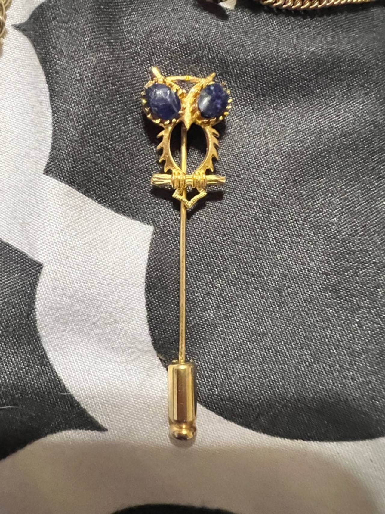 Louis Feraud Gold Stick Pin with Strass Stones