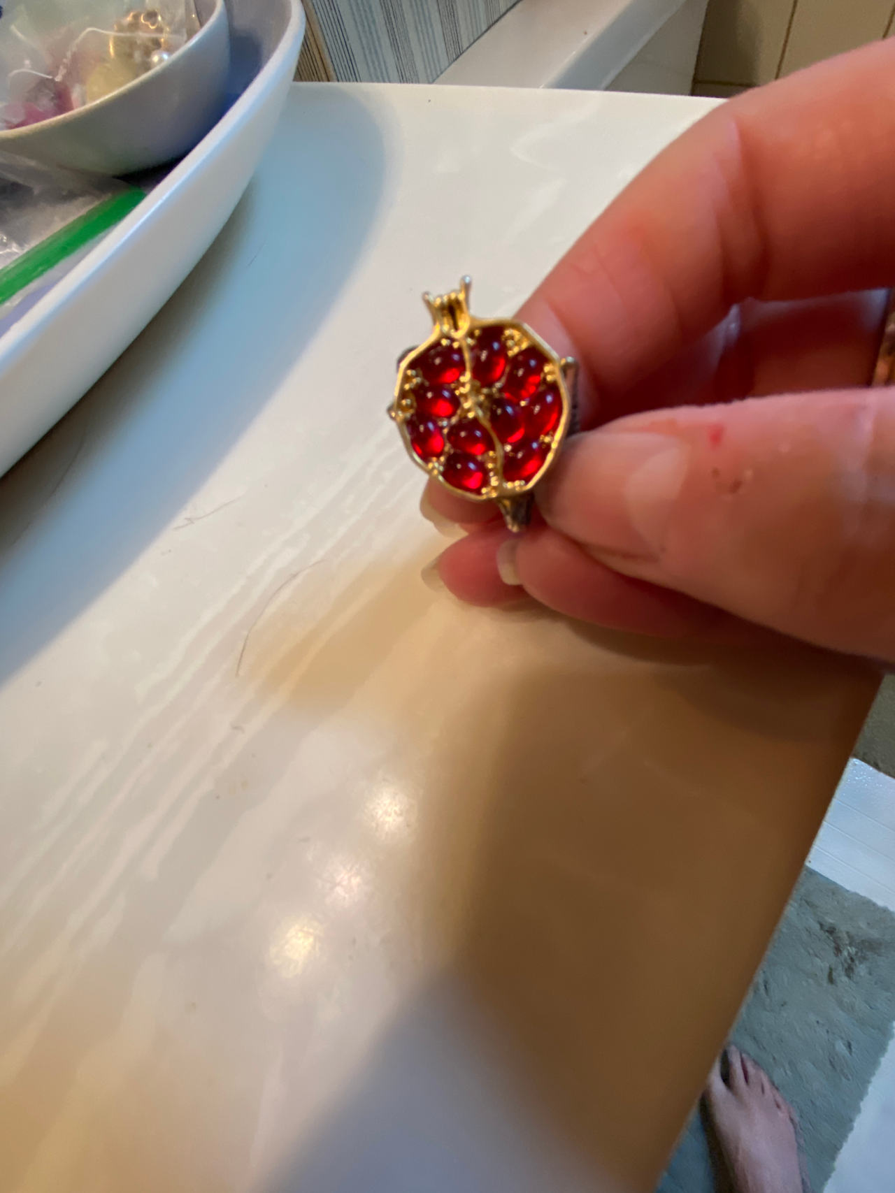 Pomegranate Ring with Red Stones