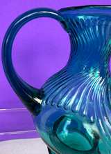 VINTAGE INDIANA GLASS TIARA BLUE AQUA PITCHER - Image 3