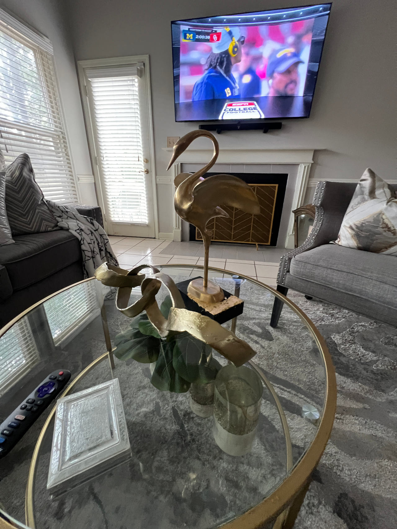 Gold Crane Table Sculpture