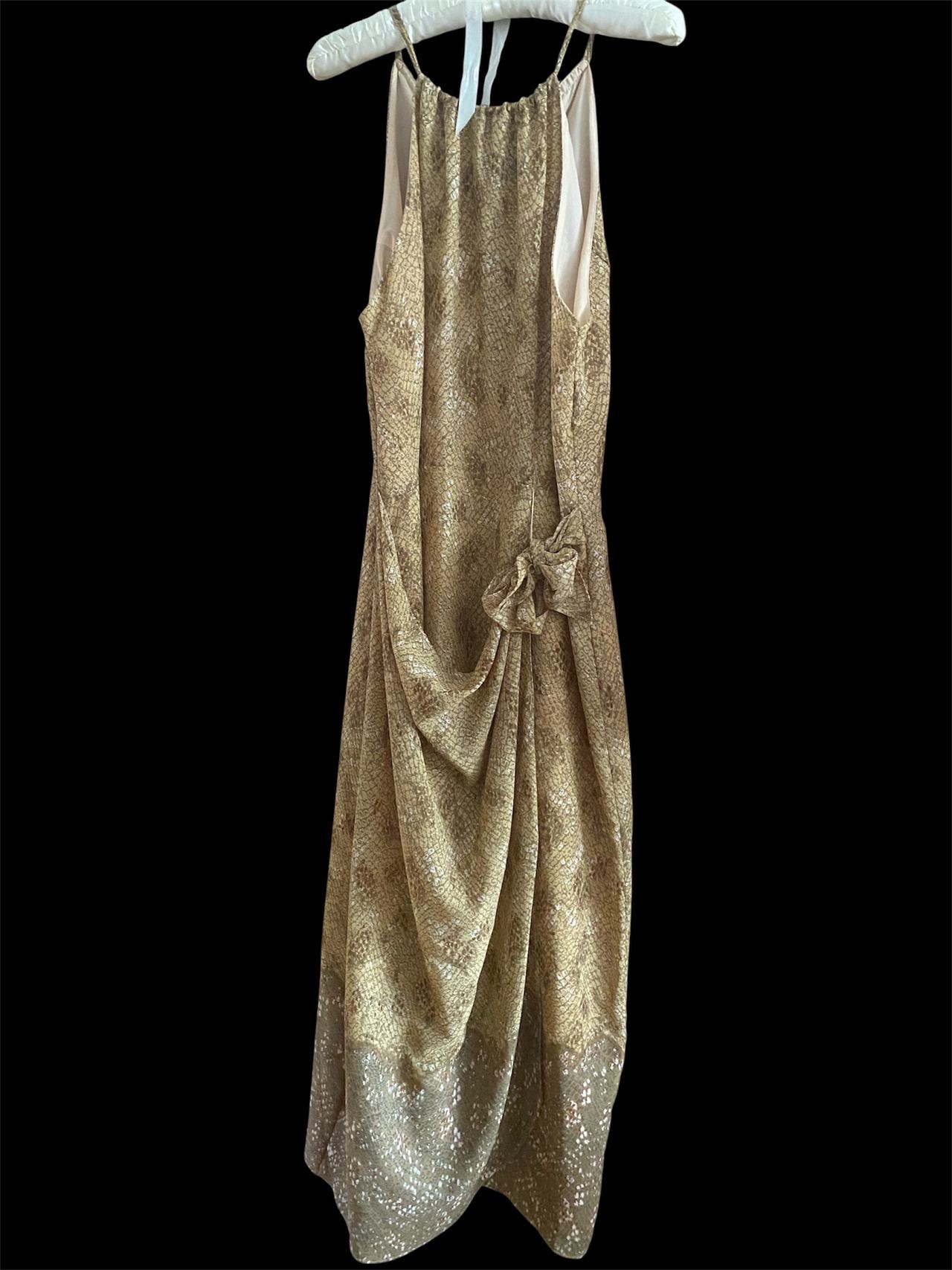 Halter Neck Snakeskin Print Draped Dress