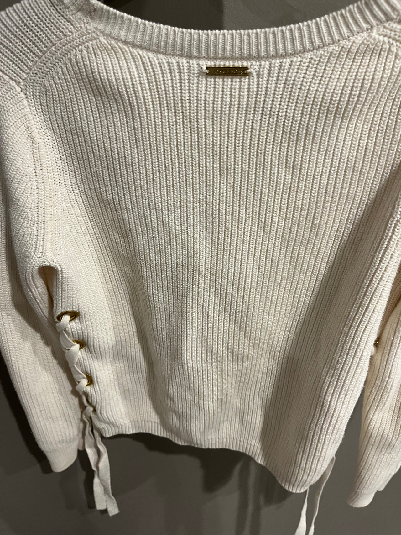 Michael Kors Ribbed Lace-Up Sweater