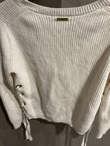 Michael Kors Ribbed Lace-Up Sweater - Image 1