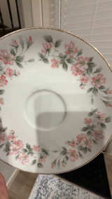 Noritake 5415 Tea Cup and Saucer – Peach Flowers Green & Gray Leaves - Image 4