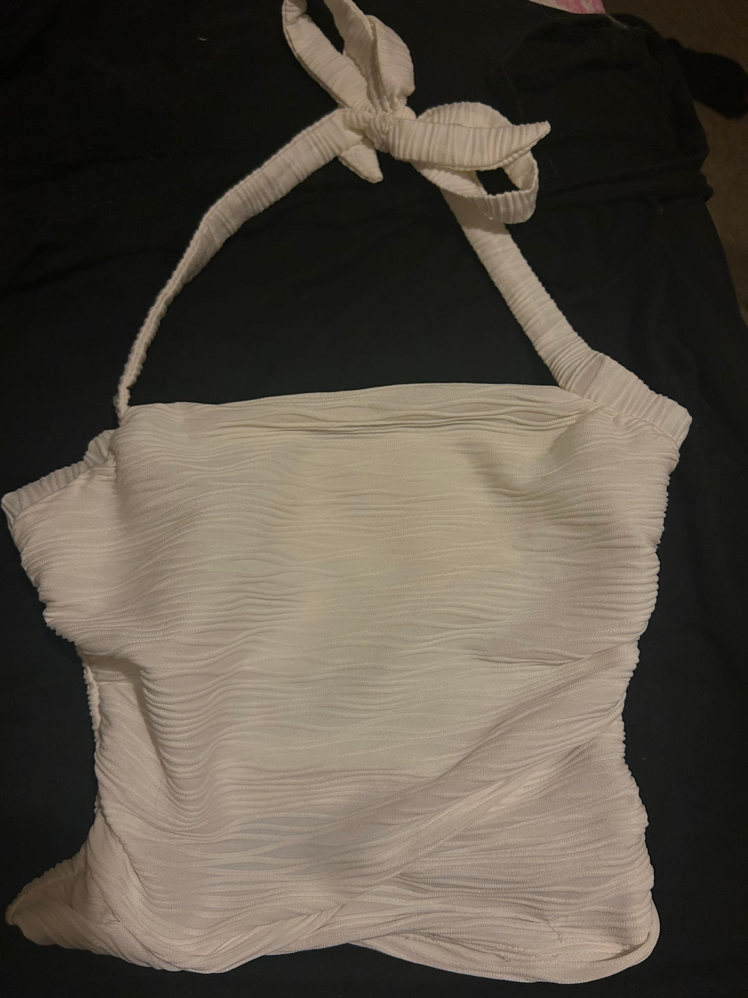 White Ruched Halter Top