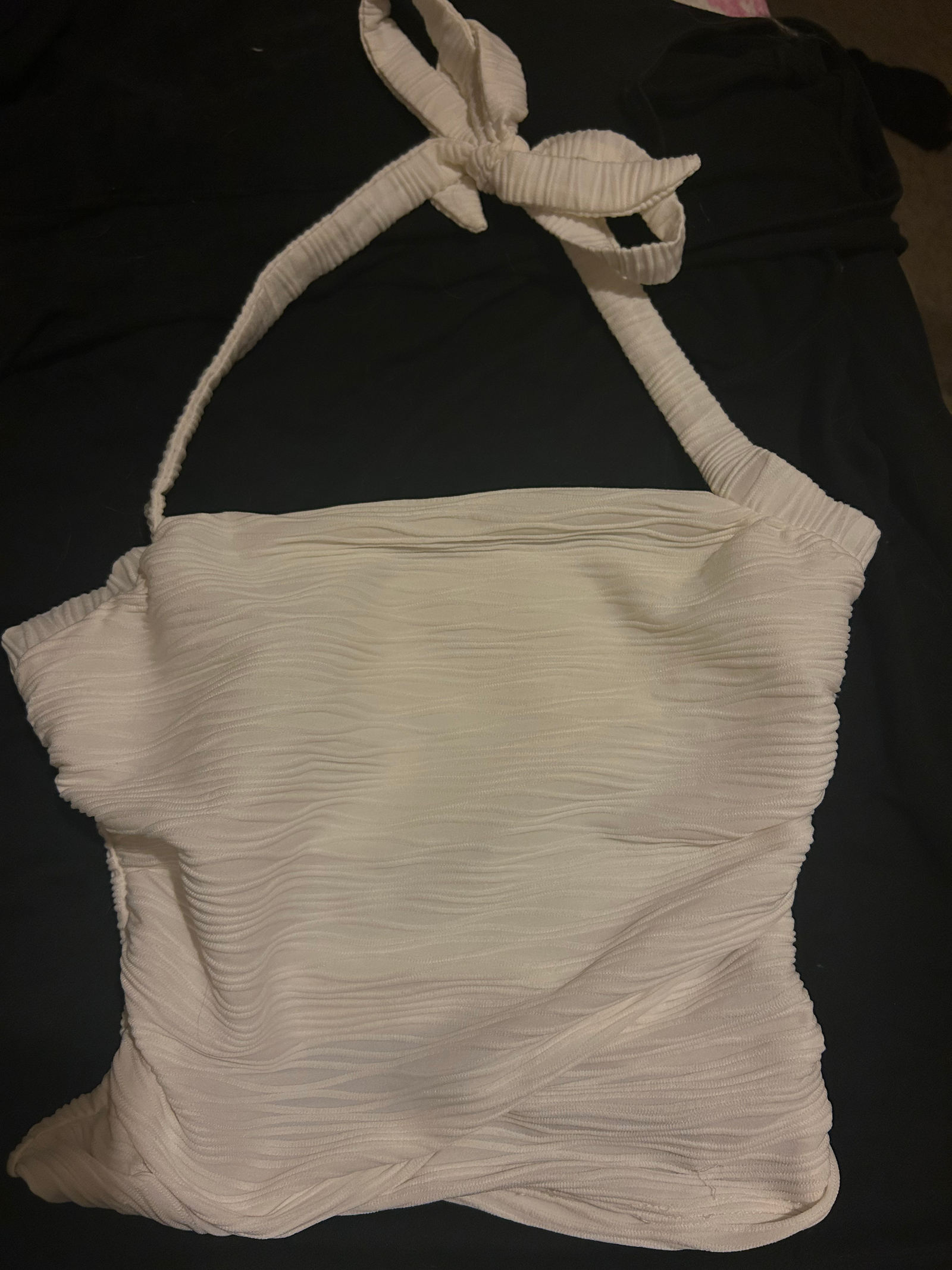 White Ruched Halter Top