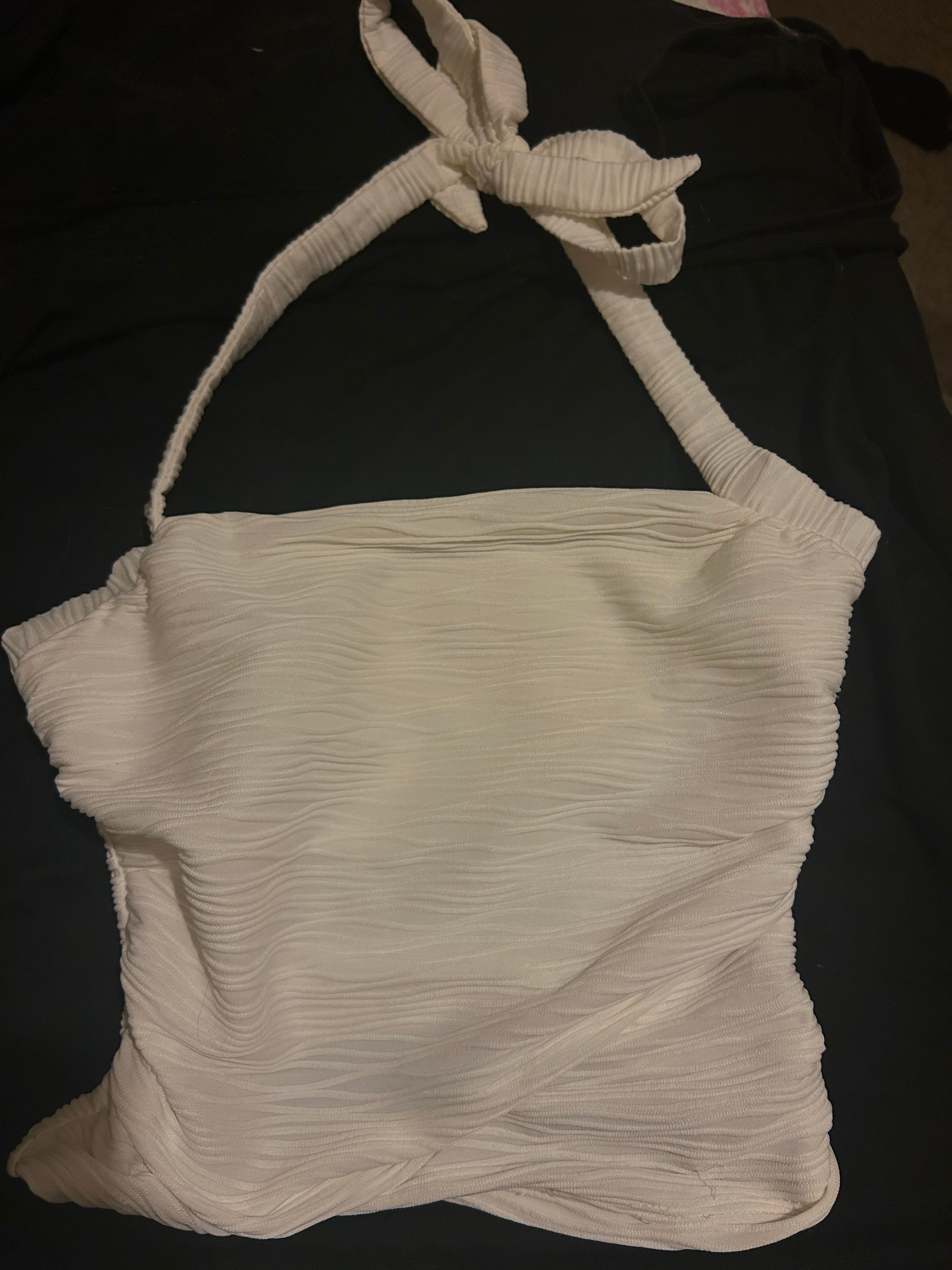 White Ruched Halter Top