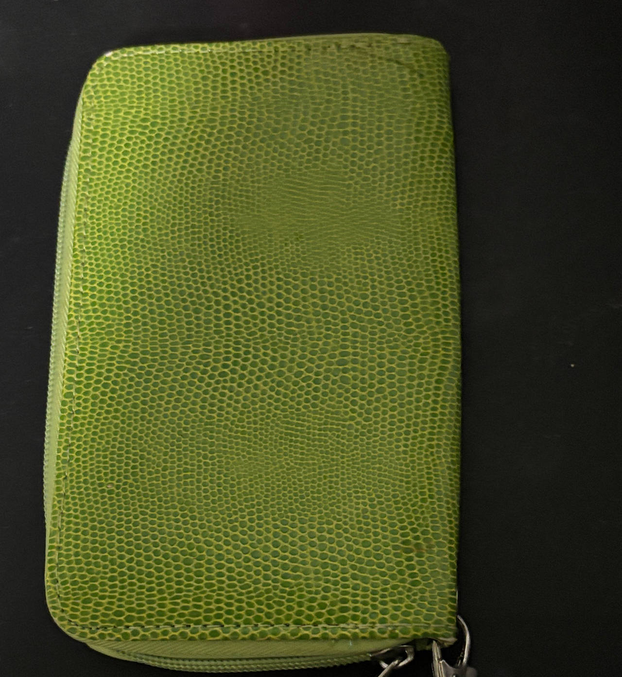 Green Lizard Embossed Zip-Around Wallet