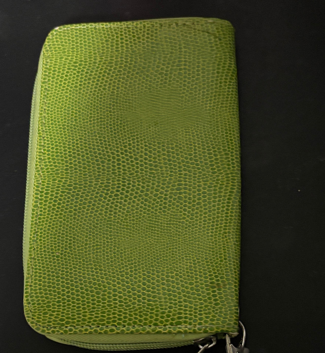 Green Lizard Embossed Zip-Around Wallet