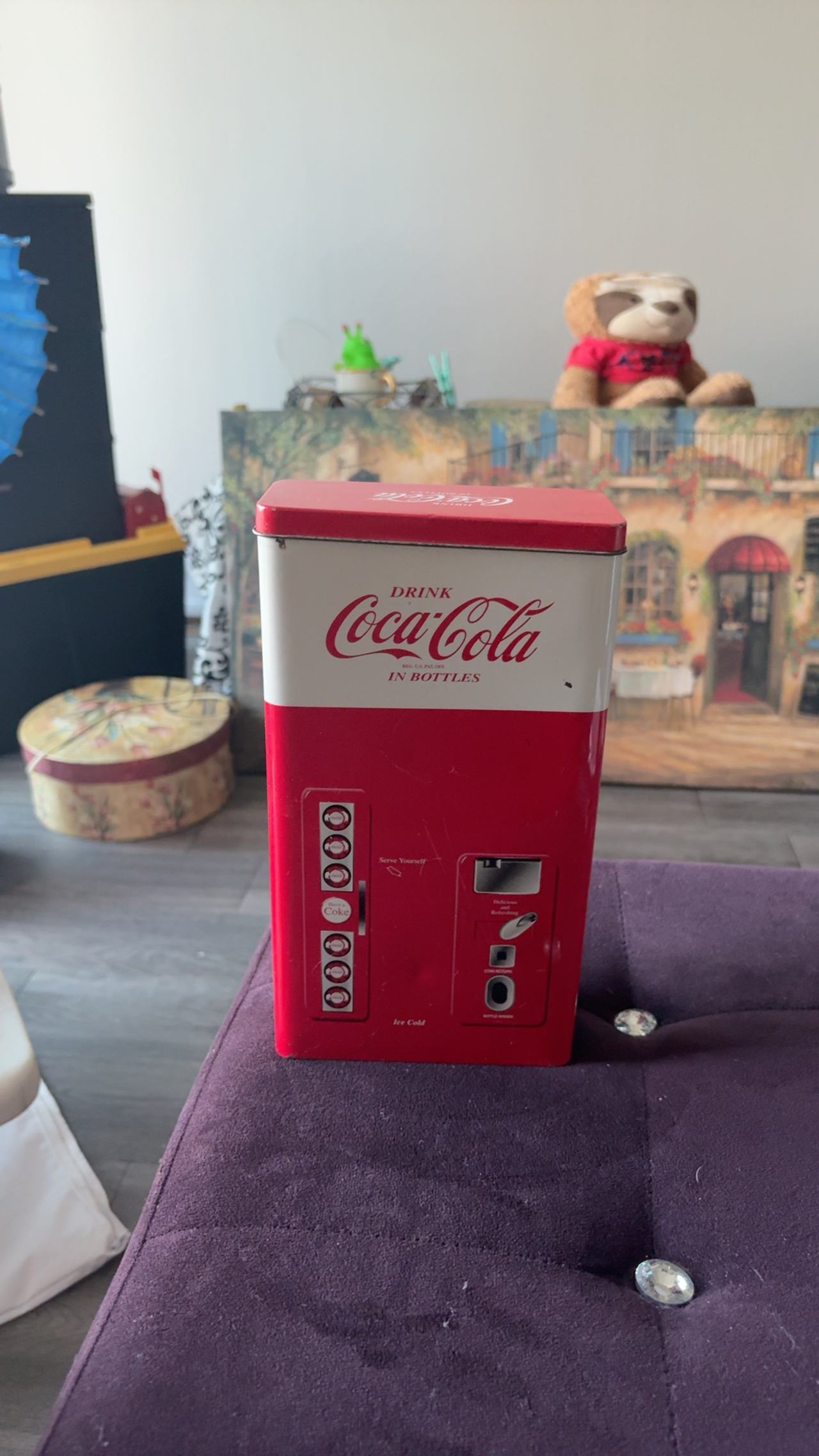 Coca-Cola Vintage Red Vending Machine Tin