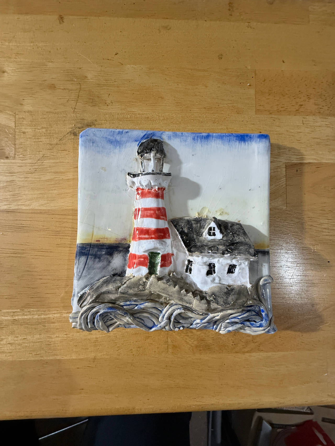 Handmade Ceramic Lighthouse Wall Plaque