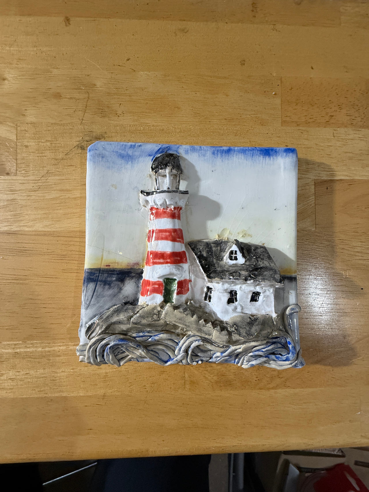 Handmade Ceramic Lighthouse Wall Plaque